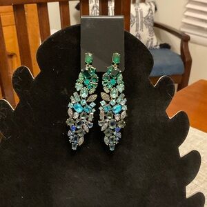 Stella and Dot ombré Elegant Green PeacockDrop Earrings
